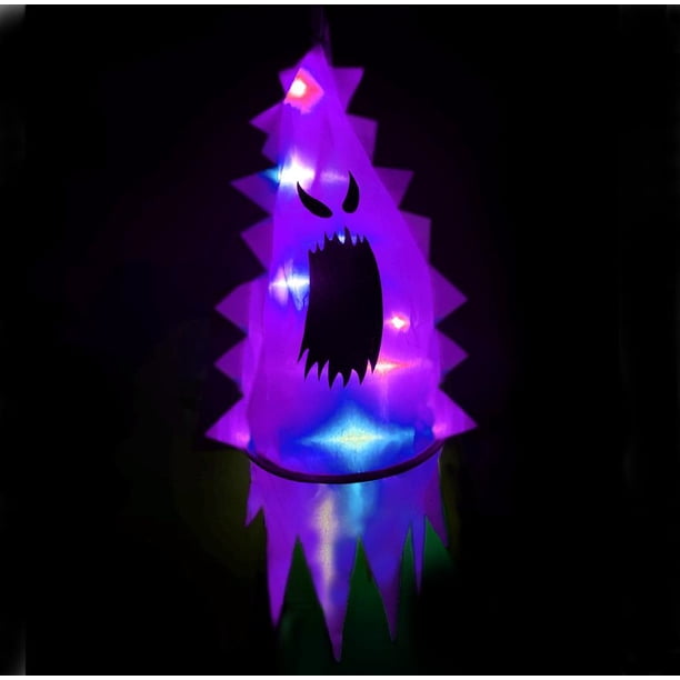 Bruja Brillante Con Luz Led Para Halloween, Sombrero De Bruja Con Cara De Fantasma, Accesorios De Cosplay Para Jardín, Árboles, Sala De Estar seitruly HA041393-01