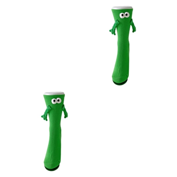 Calcetines de Valentín con dibujos de manos agarradas para amantes de la fiesta de año Nuevo Verde hierba