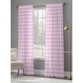 thumbnail image 4 of Pink Grid Sheer Curtains 84 Inch Length 2 Panels Set, Checkered Plaid Gingham Lattice Trellis Print Voile Window Treatment Rod Pocket Curtains Sheers Drapes for Bedroom/Living Room/Kitchen 52"x84"x2, 4 of 7