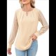 thumbnail image 1 of Camisas de Larga para Mujer, Blusas de Encaje, Ropa Informal de Negocios, Moda de Otoño, Blusas Tejidas Y2k Albaricoque M, 1 of 9