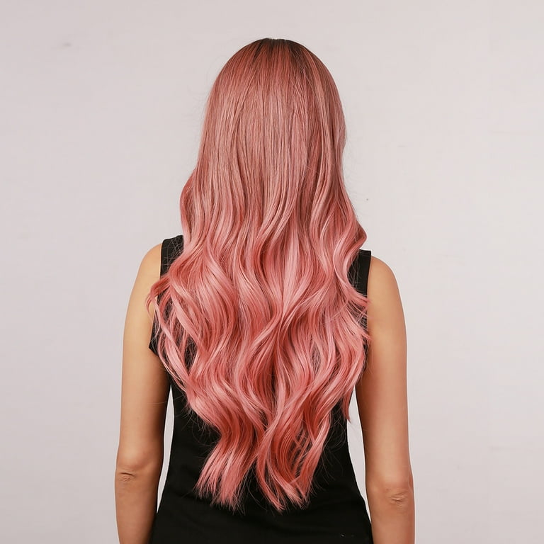 human hair wigs for women Pink Wig Dyed Head Fashion Long Wig