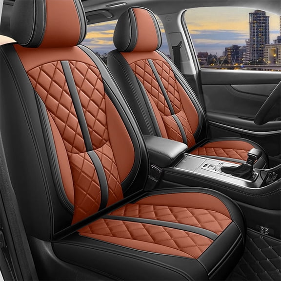 Universal Leather Car 5 Seat Cover Protector Full Set Front Rear Back Cushion