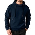 thumbnail image 6 of Men's Hooded Pullover Solid Color Long-sleeved Sweatshirt for Man Fall Winter, 6 of 7