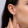 thumbnail image 3 of Angara Boucles d'Oreilles en Opale Naturelle - Clous en Opale Cabochon Rond Serti Clos 2,3 ct en Platine pour Femmes, 3 of 10