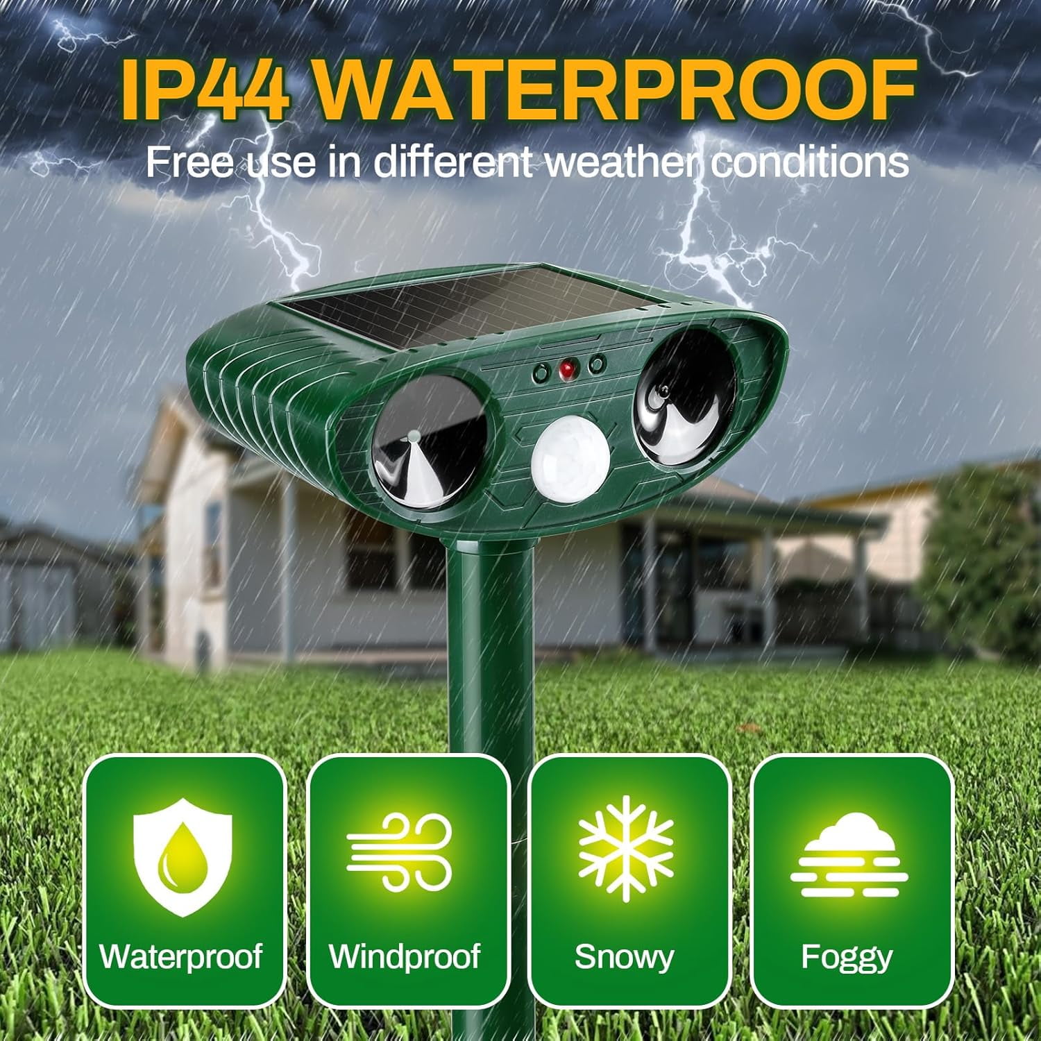 KingFurt 2 Pack Solar Animal Repeller,Ultrasonic Animal Repellent Outdoor with Motion Sensor Flashing Light Waterproof Animal Deterrent
