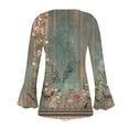 thumbnail image 4 of Pompotops Mode Décontractée pour Femmes Col Rond Manches Longues Bouton Imprimé Haut Blouse en Solde, 4 of 5
