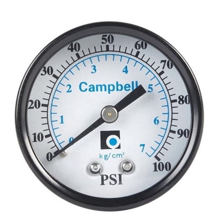 Campbell PGCBM-1-NL 2 in. Polycarbonate Low Lead 0-100 PSI Pressure Gauge Center Back Mount