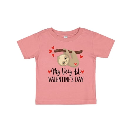 

Inktastic My First Valentines Day Baby Sloth Gift Baby Boy or Baby Girl T-Shirt