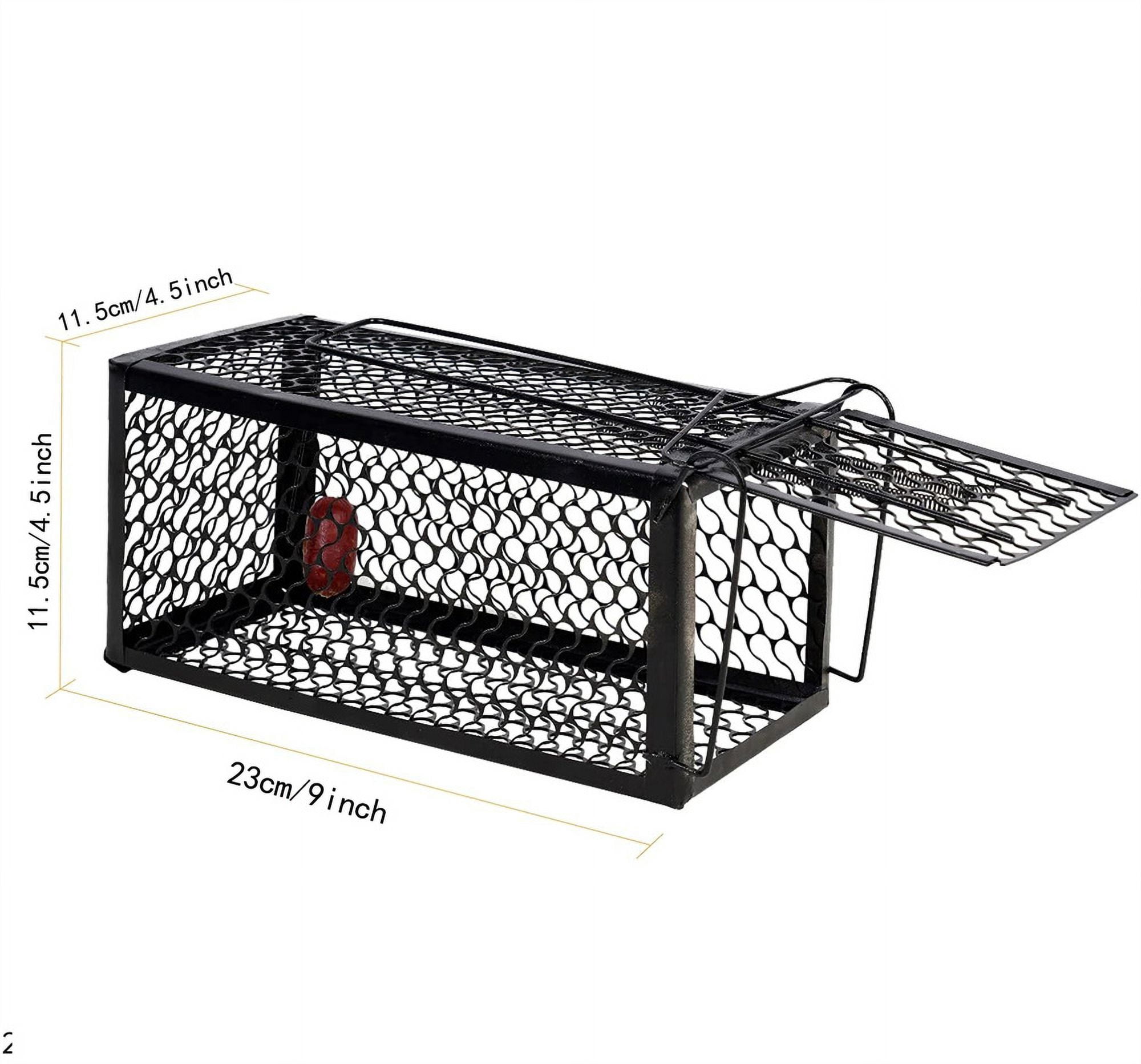 NOGIS Humane Rat Trap,Mouse Traps Indoor Outdoor Live Animal Trap Mouse Voles Hamsters Trap Small Animals Cage Catch Traps, 9x4.5x4.5 Inches (Black,2 Pcs)