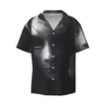 thumbnail image 3 of Cauagu Mystical Masked Figure Monochrome Men's Short Sleeve Button Down Hawaiian Shirt for Men Bowling Shirts Casual Summer Beach Shirt,X-Large, 3 of 6