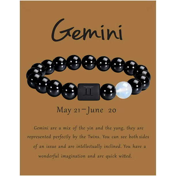 aangenaam definitief tragedie Zodiac Gemini Bracelet for Men Women Gemini Gifts Natural Black Onyx Stone  Zodiac Charm Bracelet Constellation Horoscope Jewelry - Walmart.com