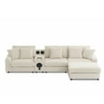 thumbnail image 2 of MAYEERTY 114x64" Corduroy Sectional Sofa - Bluetooth Speakers, L-Shaped Couch with Console/USB/Cup Holders/Storage/Ottoman, 2 Colors, 2 of 26