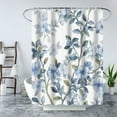 thumbnail image 4 of Shower Curtain, Blue Floral Shower Curtains for Bathroom, Fabric Vine Print Design Modern Shower Curtain Home Bathroom Decor with 12 Hooks 72x72 inch, 4 of 6