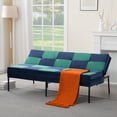thumbnail image 6 of DEALTOPS 63" Checkered Velvet Futon, 2-in-1 Dual-Tone Convertible Sleeper Sofa with 5-Position Recline, Blue, 6 of 8