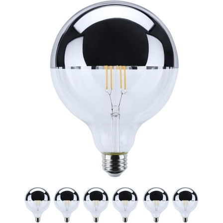 Satco S12545 G40 LED Silver Crown Globe Light Bulbs 8W 120V 2700K E26 Medium Base Dimmable (6 Pack)