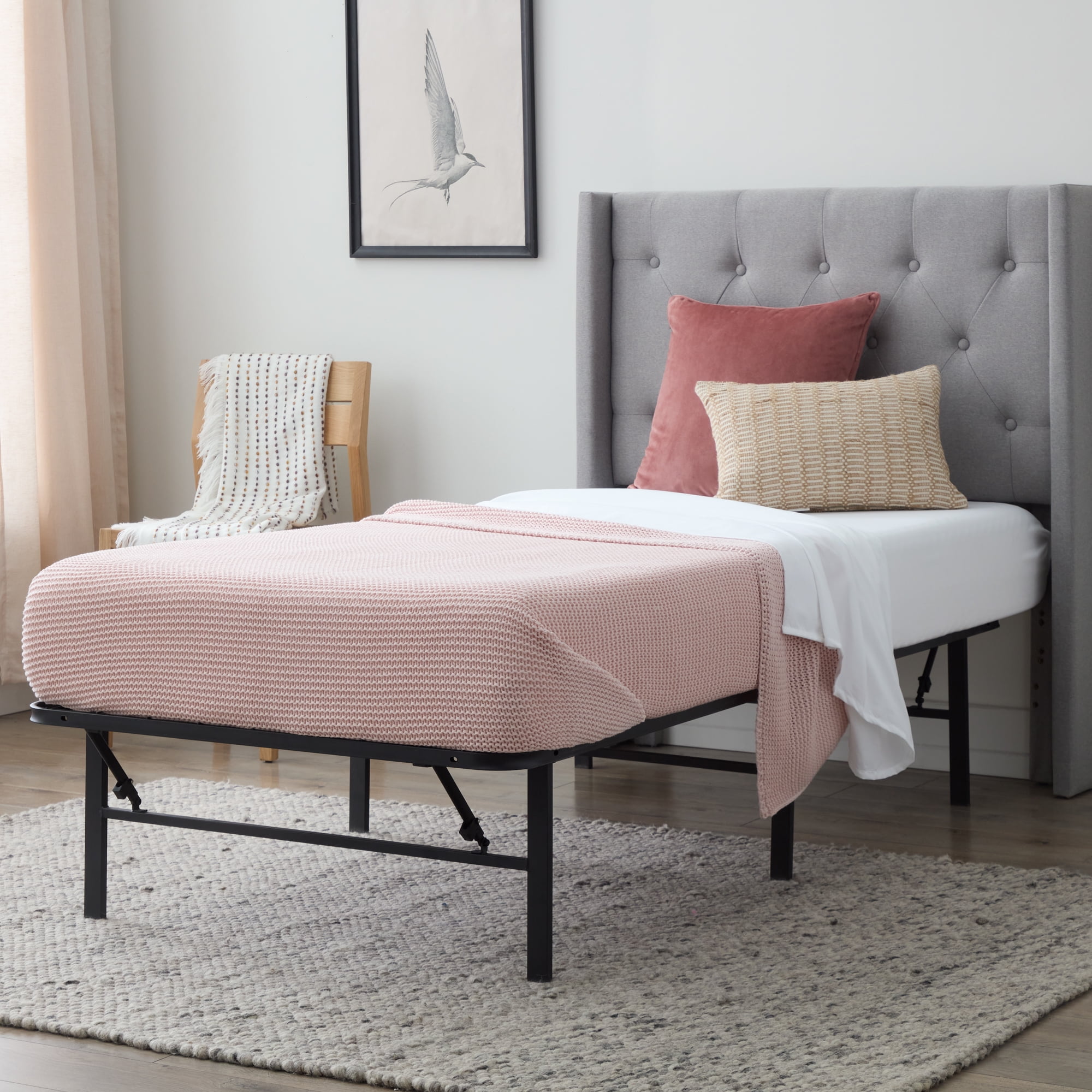 Rest Haven 14" Black Steel Platform Bed Frame, Twin
