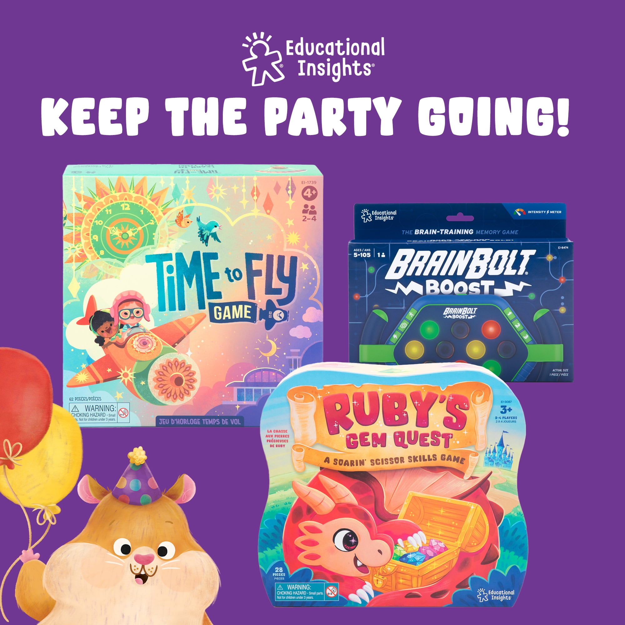 Educational Insights Hammy's Hamster Party, Toddler Memory Card Game, Ages 3 and up