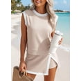 thumbnail image 2 of AURA Womens Two Piece Casual Set Color Block T Shirt and Cropped Pants Summer Comfortable Outfit, 2 of 6