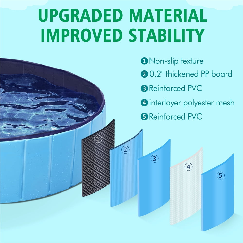 Yaheetech Portable PVC Swimming Pool with Non-Slip Bottom for Dogs Cats, XL, Blue