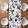 thumbnail image 5 of Black White Halloween Table Runner Minimalist Horror Skull Tablerunners 18 x 72 Inch, Table Decorations Tabletop Scarf for Summer Gathering Holiday Farmhouse Kitchen Dining Decor, 5 of 8