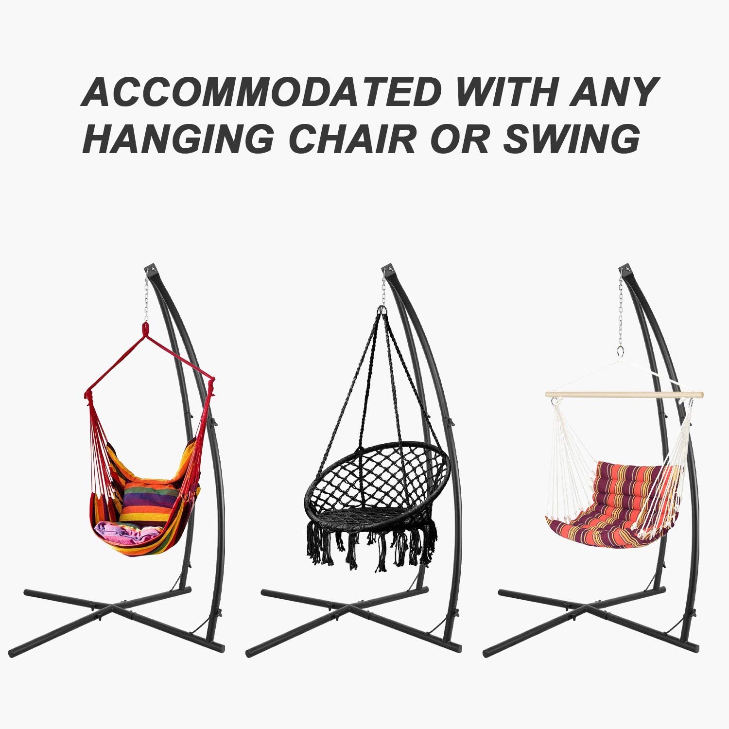 C-Type Hammock Chair Stand,Heavy Duty Steel Solid Hammock Rack Stand ...