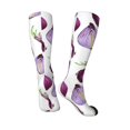 thumbnail image 2 of Knee High Socks for Men and Women, purple Onion print Althletic Compression Socks, Support Long Tube Socks for Outdoor Sport, Calf Socks, High Stockings for Women Men, 2 of 7
