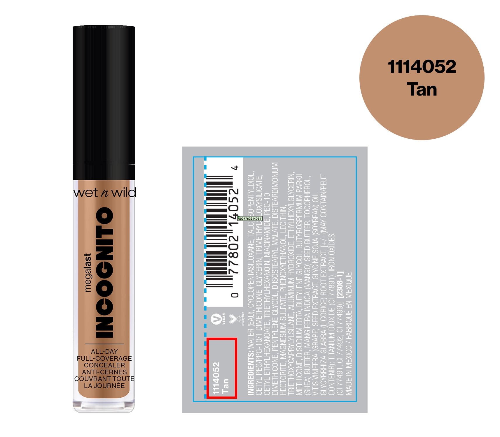 Wet n Wild Mega Last Incognito All-Day Full Coverage Concealer Makeup - Tan
