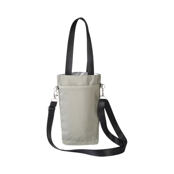 Qiulaii 9x6 Inch Portable Water Bottle Carrier Bag with Shoulder Strap and Phone Pocket, Polyester Cup Holder for Travel Hiking,Green