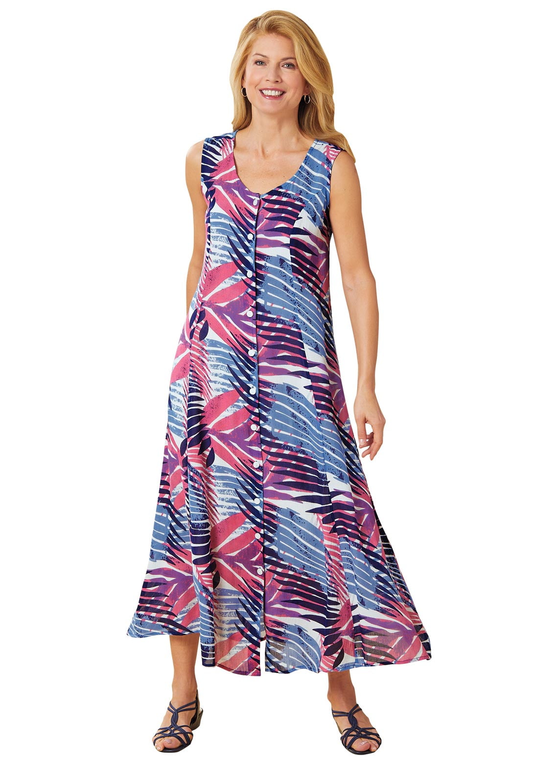 Button-Front Maxi Dress - Walmart.com