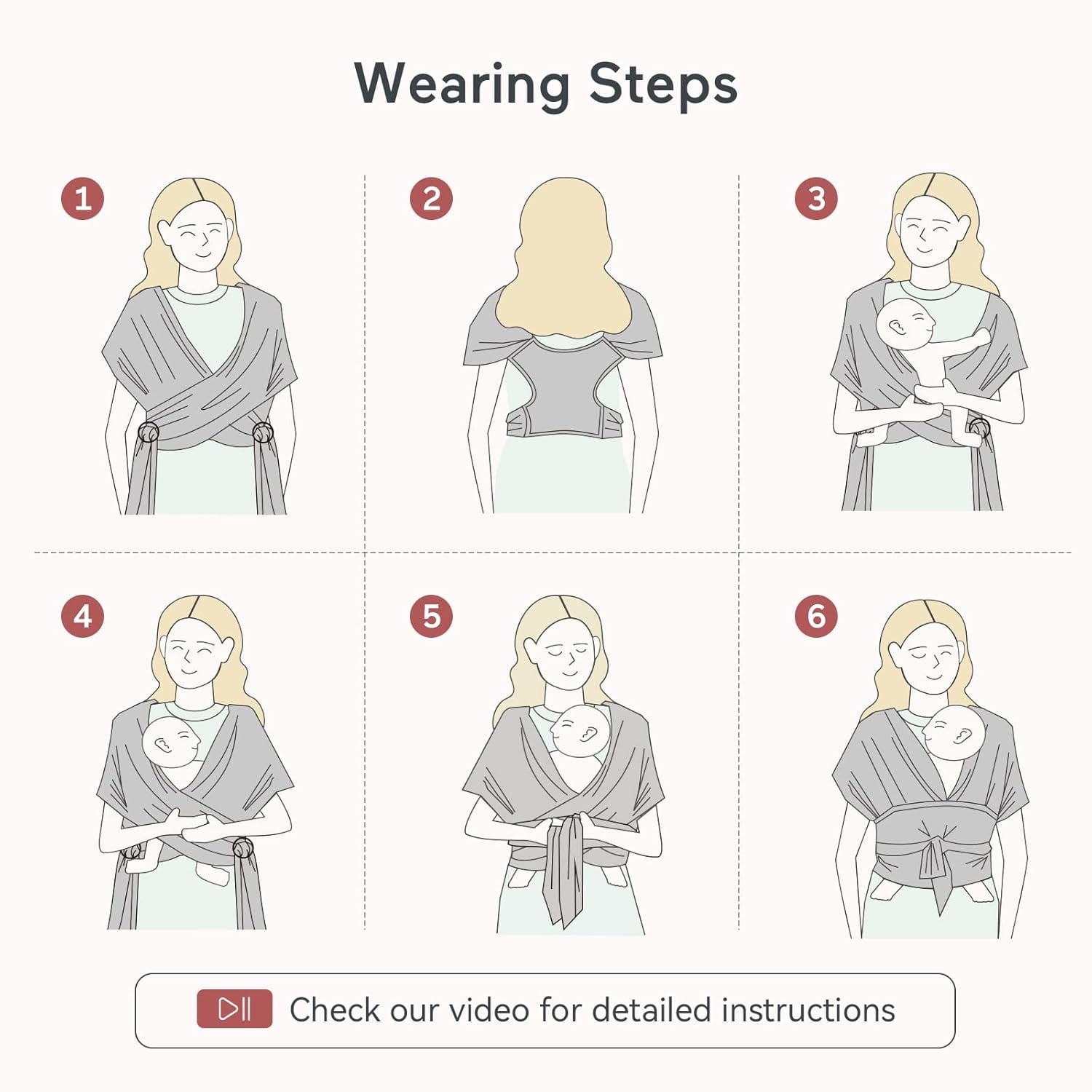 Momcozy Baby Wrap Carrier, Easy to Wear Infant Carrier Slings, Lightweight Adjustable Hands Free Baby Sling, for Newborn to Toddler 8-35 lbs