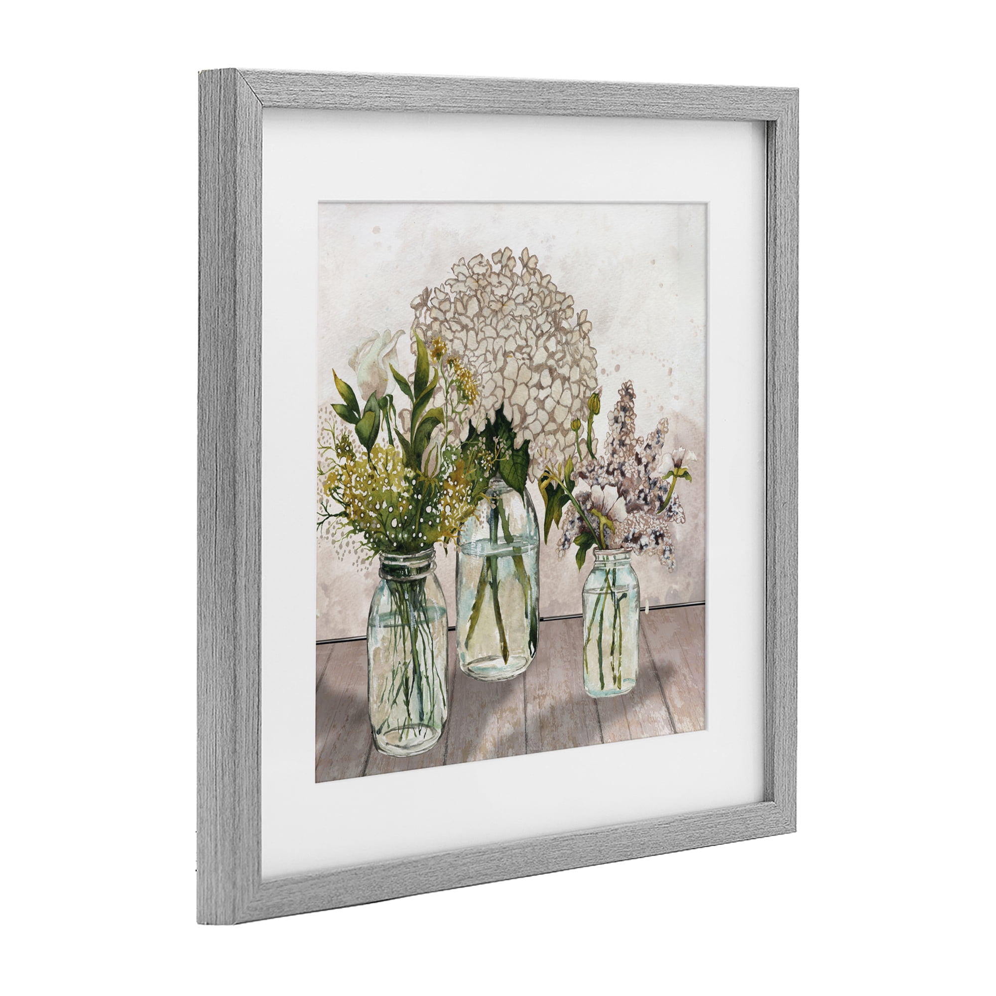 Stupell Industries Jars Of Wildflowers Gray Framed Print Under Glass, design by Elizabeth Medley