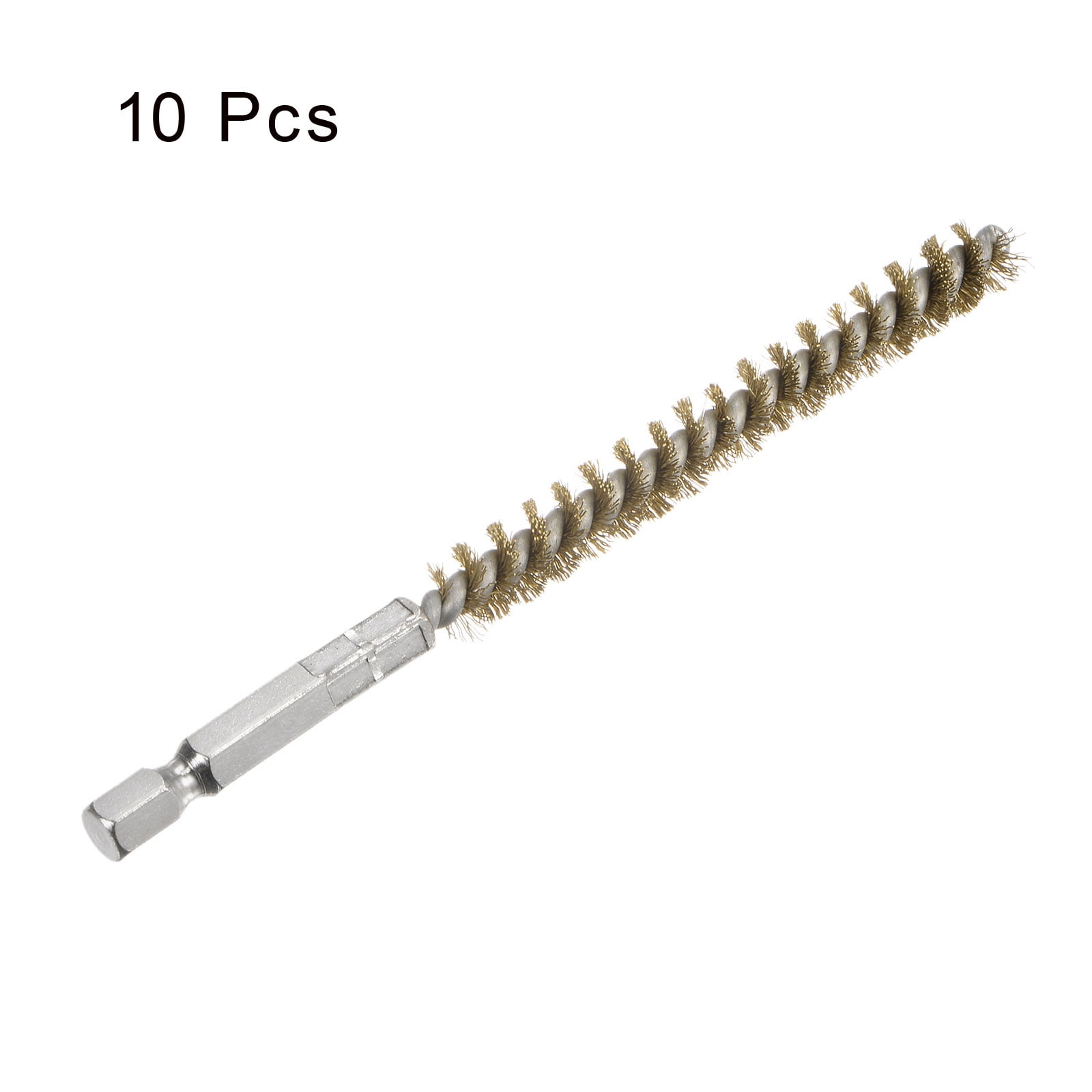 Uxcell 10Pcs Brass Bore Brush 8mm Dia 4.5" Long Cleaning Twisted Wire Brush for Tubes and Bearings