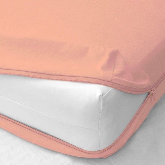 Queen Size Fitted Sheet Only 600 Thread Count Egyptian Cotton Solid Fitted Sheets up to 10" Deep Pocket, Zipper Around 1 Fitted Sheet Only ( Peach )