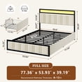 thumbnail image 3 of GUNAITO Full Bed Frame with Headboard, Platform Bed with 2 Drawers, Velvet Upholstered Bed Frame with LED Lights & Charging station，Beige, 3 of 9
