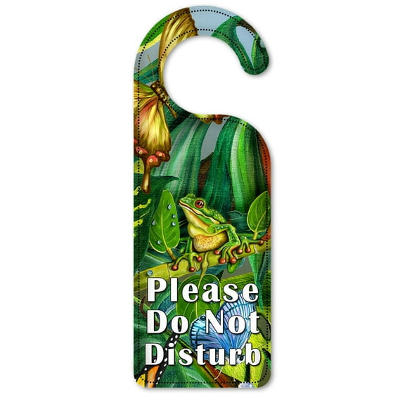 Do Not Disturb Door Knob Hanger Sign - Frog & Butterflies