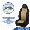 thumbnail image 3 of Skechers Memory Foam Fabric Car Seat Cover, Breathable, Comfortable Support, Easy Install, Stylish Design, Universal Fit for Cars and SUVs Beige, 3 of 8