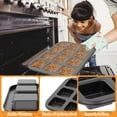 thumbnail image 2 of Jetcloudlive Paquete de 2 Moldes para Brownies de 12 Cavidades con Divisores, Molde Cuadrado Antiadherente para Muffins, Molde para Hornear en Todos los Bordes para Pan de Maíz, Cupcakes, Tartas, Pas, 2 of 11