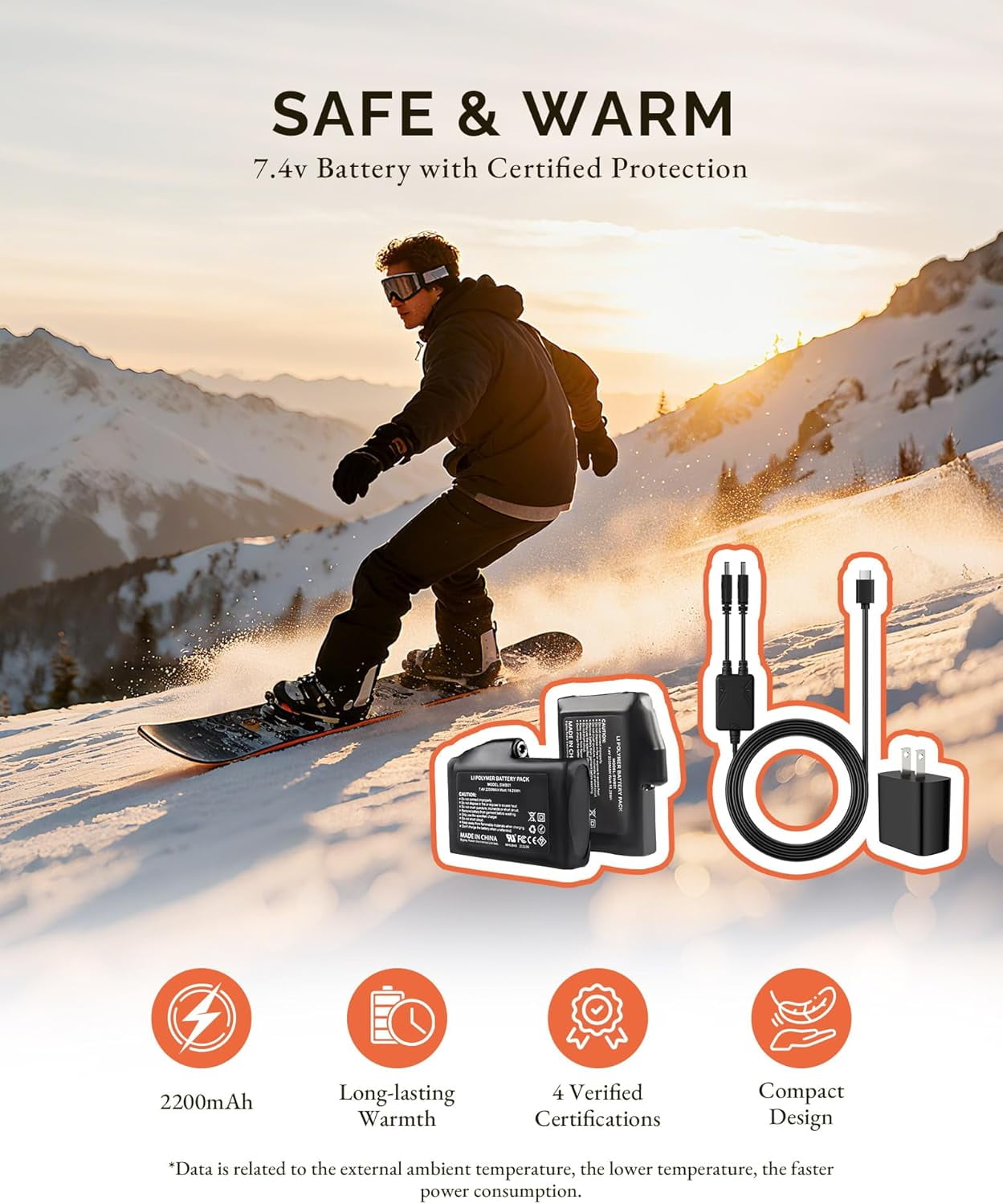SAVIOR HEAT Heated Ski Gloves, Heated Mittens for Men Women,7.4V Rechargeable Battery Gloves for Skiing Hiking