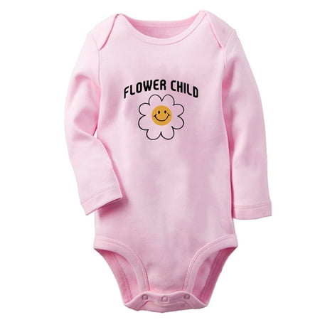 

Flower Child Funny Rompers Newborn Baby Unisex Bodysuits Infant Jumpsuits Toddler 0-12 Months Kids Long Sleeves Oufits (Pink 0-6 Months)