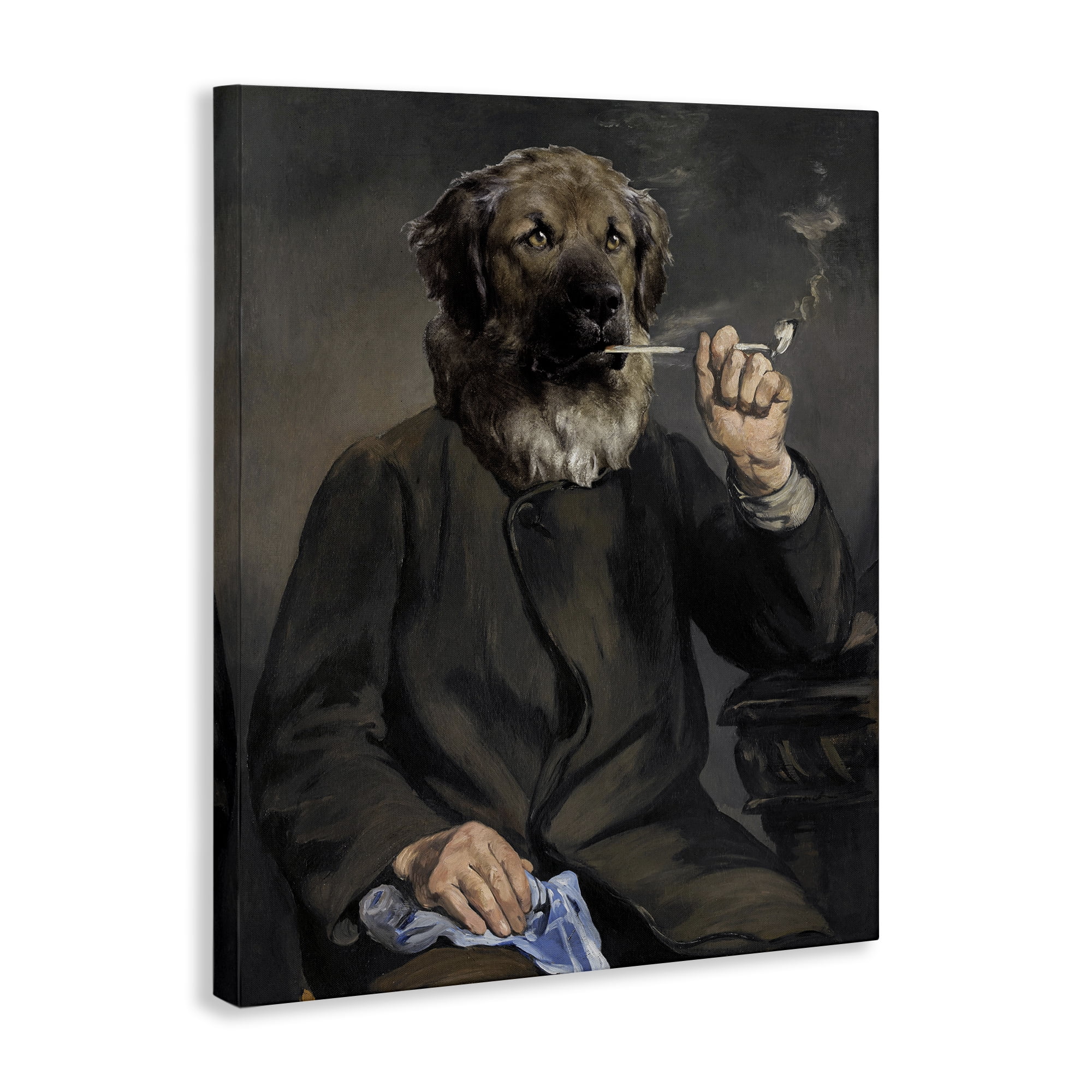 Stupell Industries Smoking Historical Dog Novelty & Humor Painting Wrapped Canvas Art Print Wall Art, 16 x 20