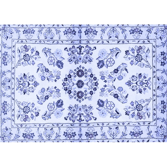 Ahgly Company Machine Washable Indoor Rectangle Persian Blue Traditional Area Rugs, 4' x 6'