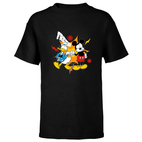 Disney Mickey Friends Mickey Mouse and Donald Duck Fresh - Short Sleeve T-Shirt for Kids - Customized-Black