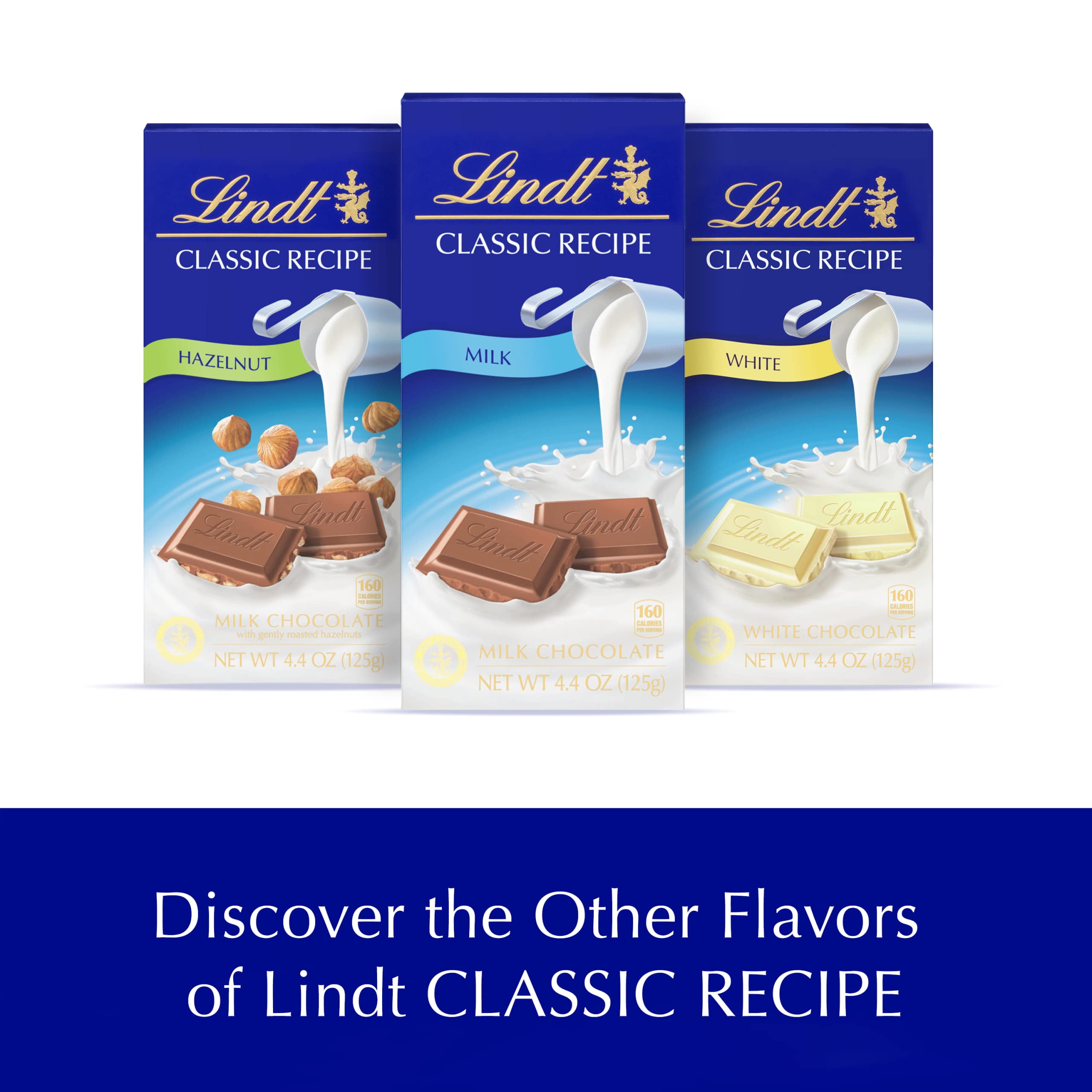 Lindt CLASSIC RECIPE Milk Chocolate Bar, Milk Chocolate Candy, 4.4 oz. (12 Pack)