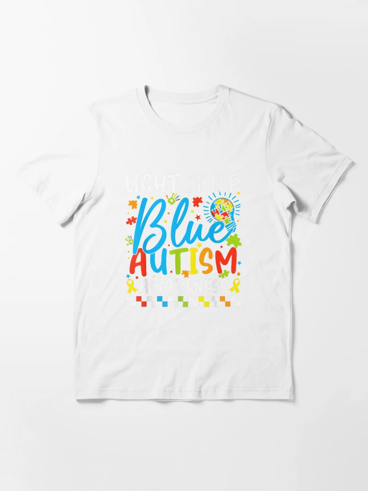 Light It Up Blue Autism Awareness Month T-Shirt Puzzle Piece Graphic Tee Autism Support Awareness Shirt
