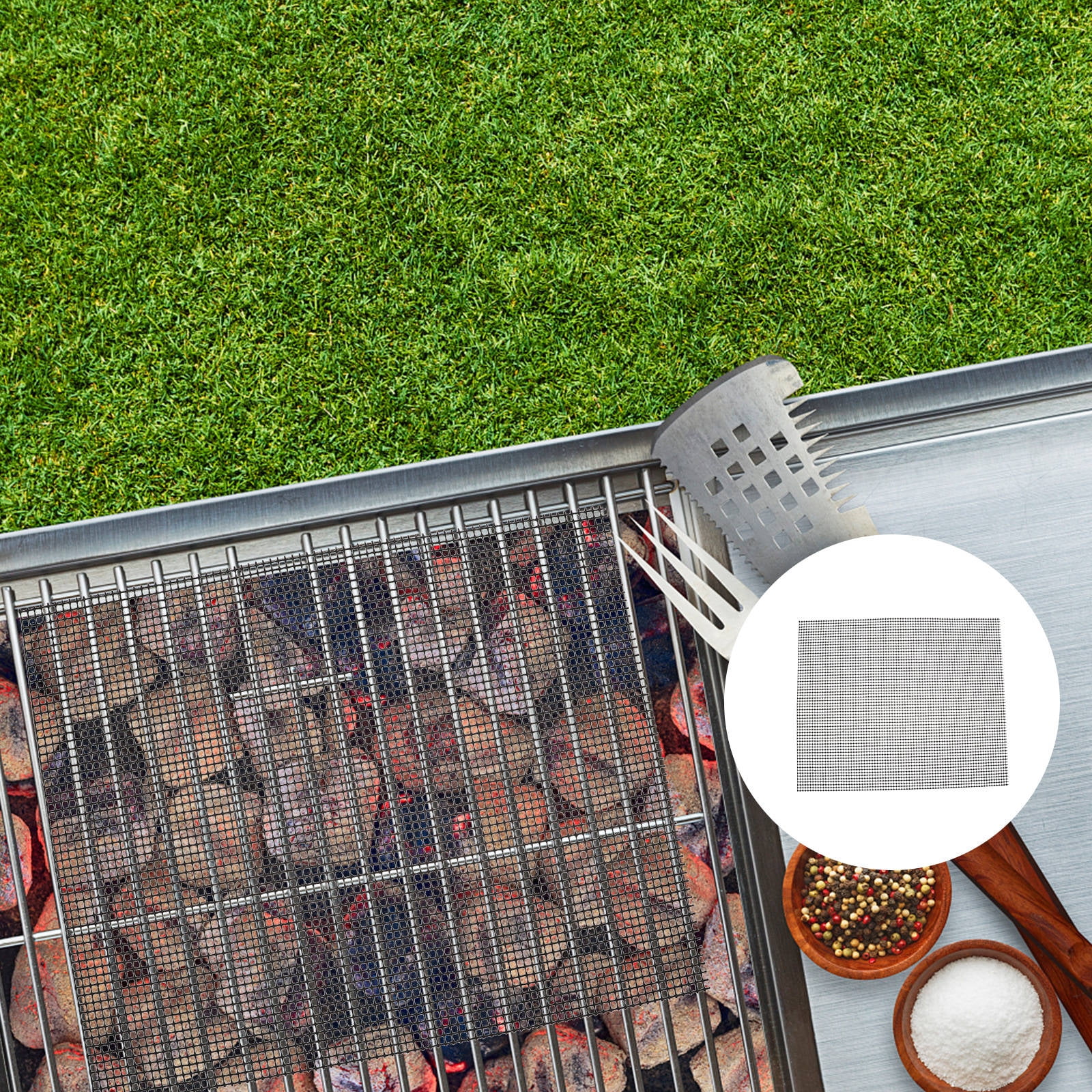 PENIKOKO 6Pcs Non Stick Bbq Grill Mats Black Ptfe Coated Fiberglass Suitable for Oven Liners