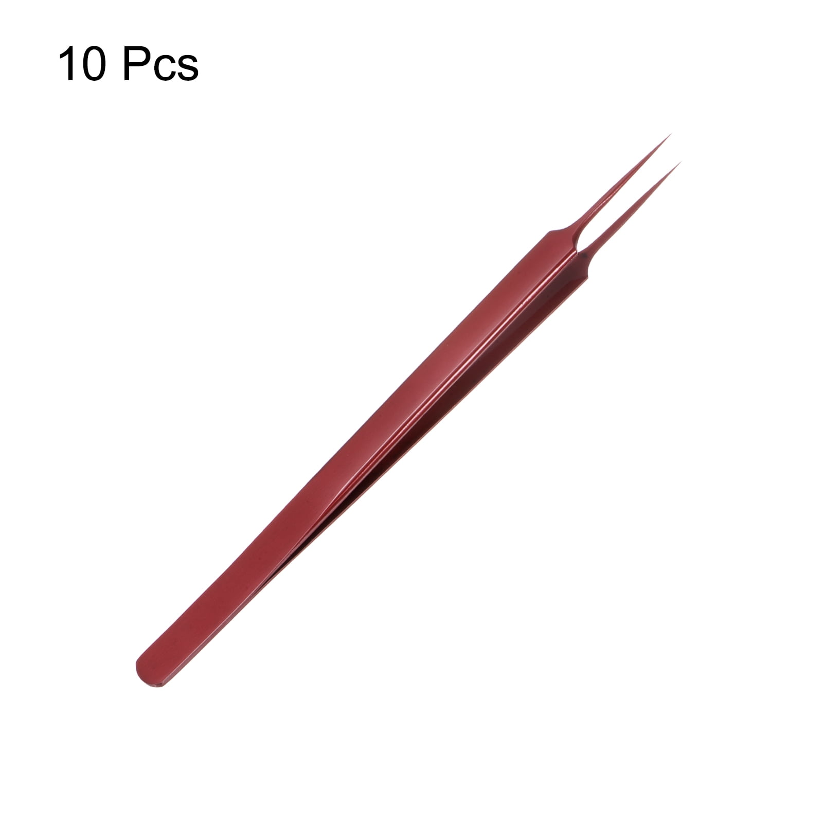 10pcs Stainless Steel Precision Tweezers 6.3" Long Handle Pointed Tip Tweezers for Craft Laboratory, Red