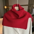 thumbnail image 4 of Womens Shawls, Duoif Autumn and Winter Women's Solid Color Turtleneck Cloak Shawl Knitted Sweater Shawl Wraps for Women Red, 4 of 5