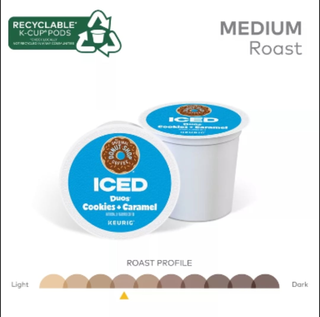 The Original Donut Shop Iced Duos Cookies + Caramel Iced Coffee Keurig K-Cup Pods Medium Roast