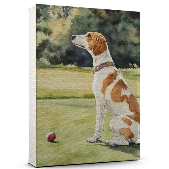 American Foxhound Dog Canvas Golf Canvas – Funny American Foxhound Dog Canvas Artwork, Funny Dog Wall Art for Golf Room or Pet Shop