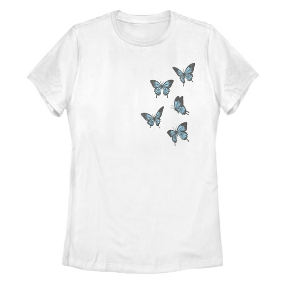 Women's Lost Gods Blue Butterflies  Graphic T-Shirt